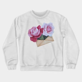 Pink rose with love letter Crewneck Sweatshirt